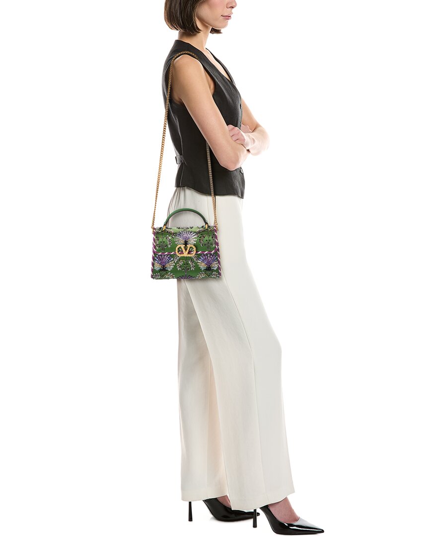Valentino Vsling Mini Satin & Leather Shoulder Bag
