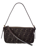 Fendi Zipper Top Small Ff Jacquard & Leather Shoulder Bag