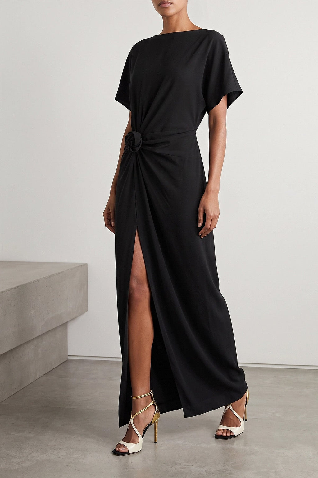 Sculptural Slit Maxi Dress