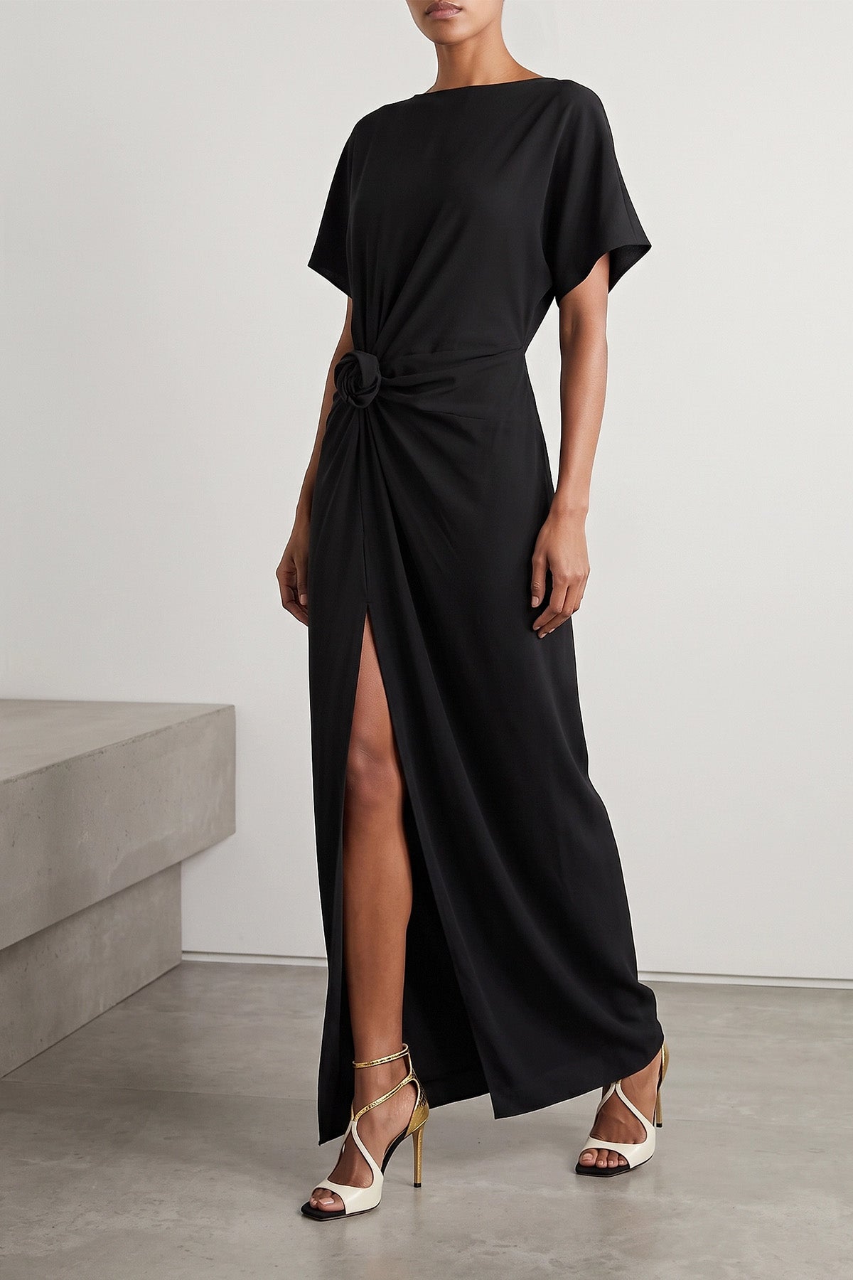 Sculptural Slit Maxi Dress