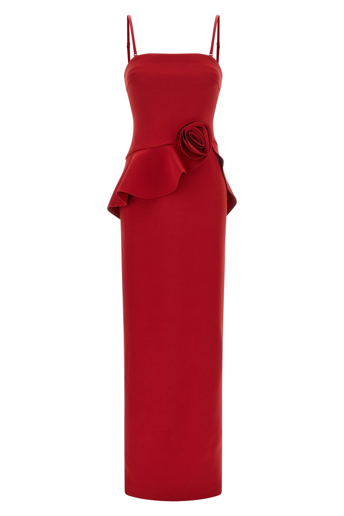 Sculptural Gown with 3D Floral Appliqué