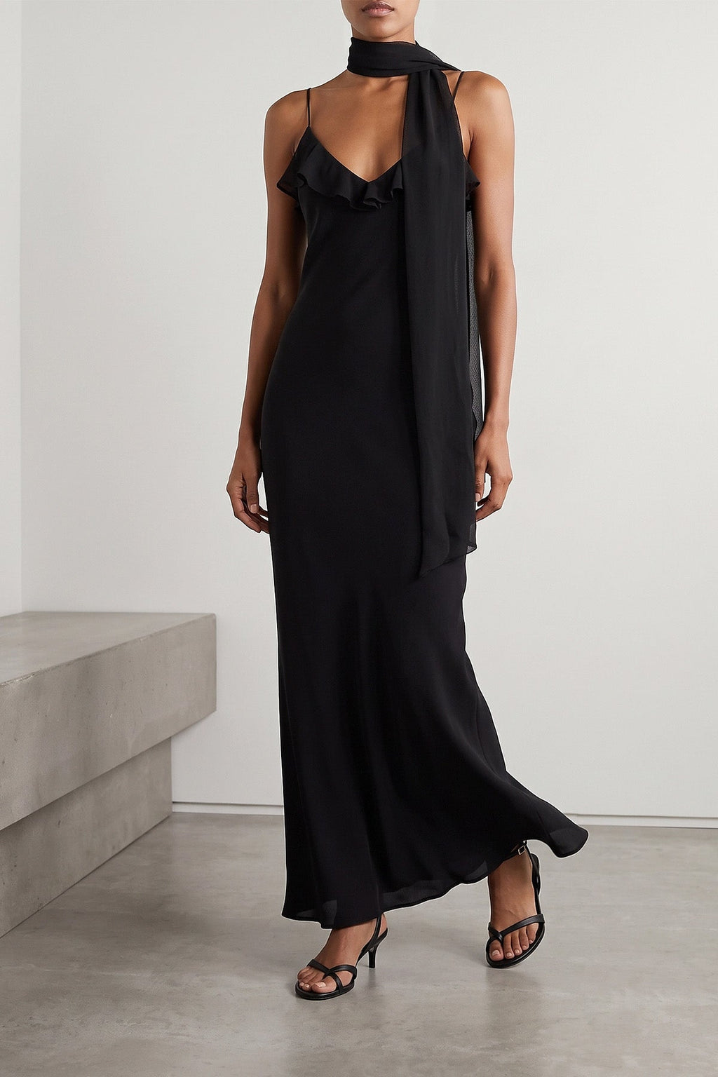 Scarf-Detail Slip Dress