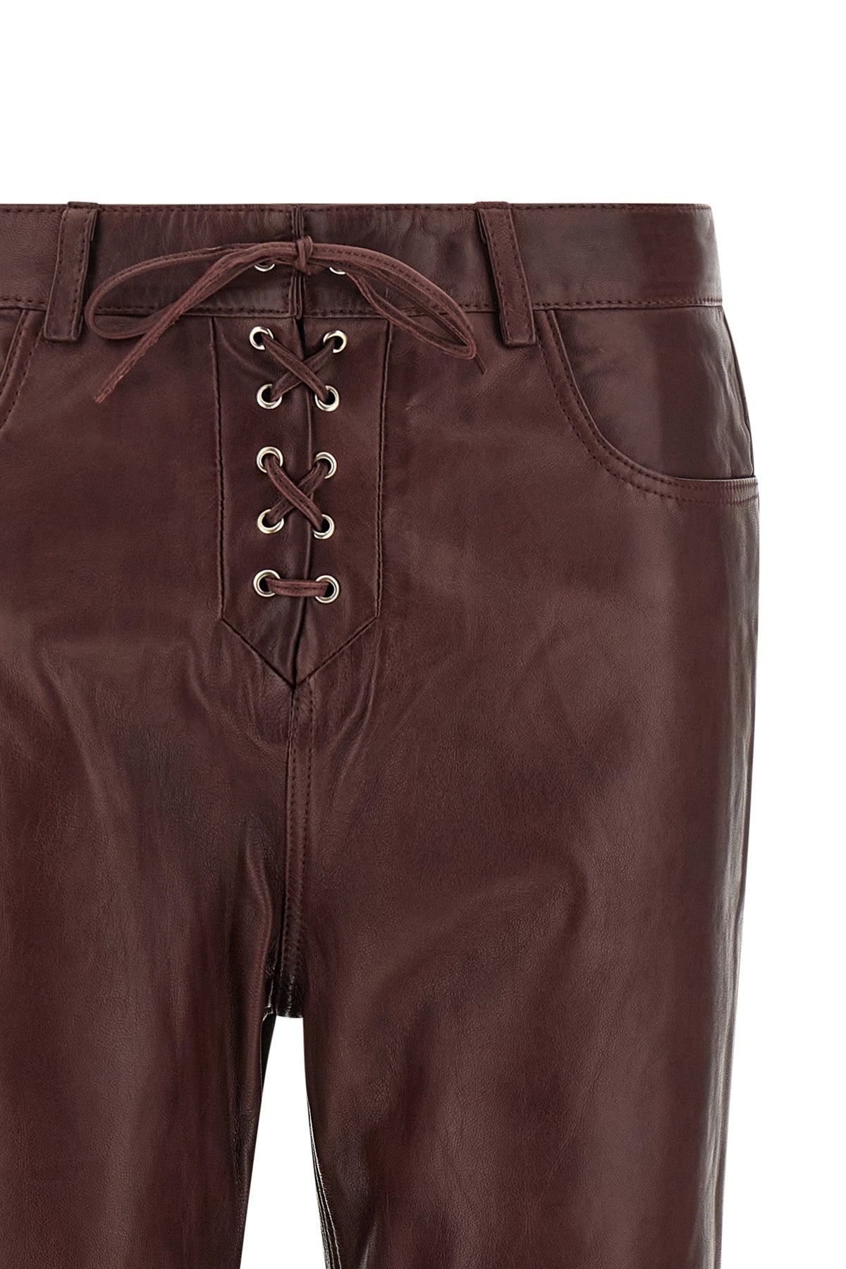 Flared Leather-Effect Trousers
