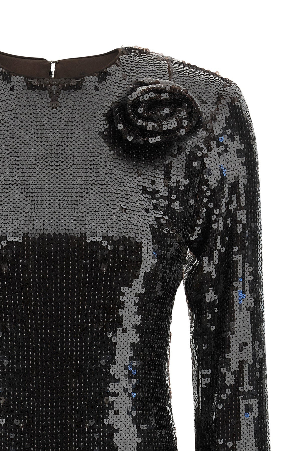 Sequin Mini Dress with 3D Floral Appliqué