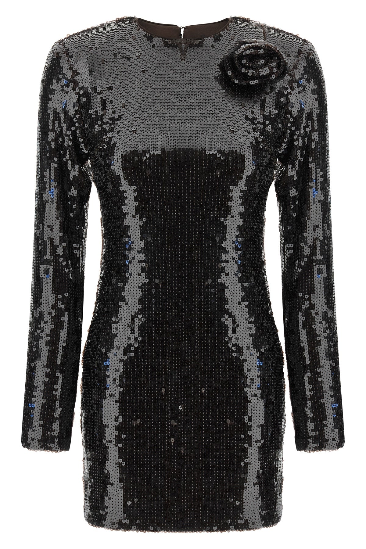 Sequin Mini Dress with 3D Floral Appliqué