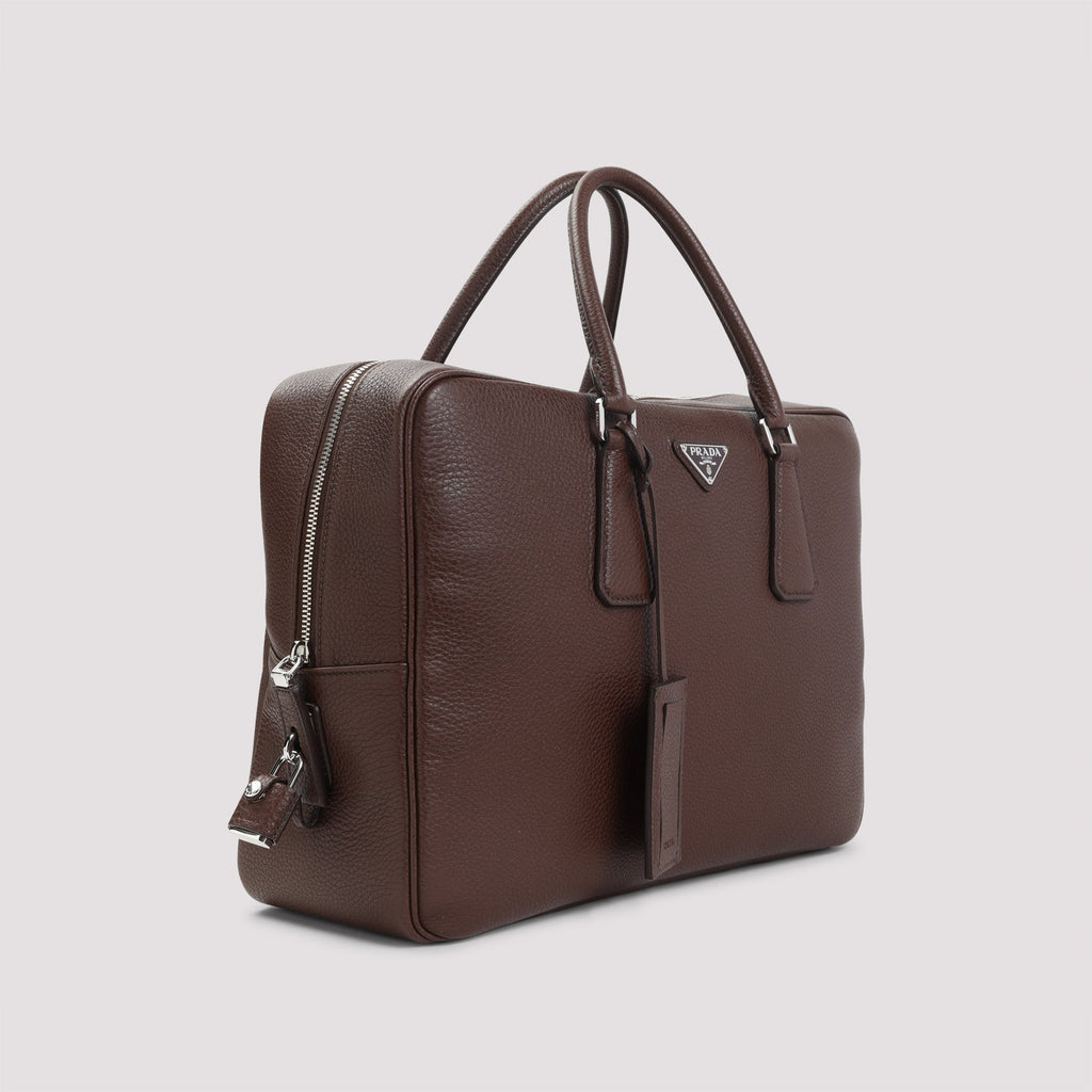 Prada Grained Leather Tote Bag Unisex