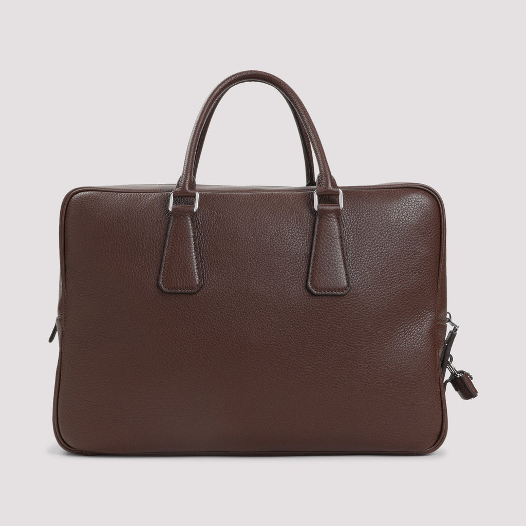 Prada Grained Leather Tote Bag Unisex