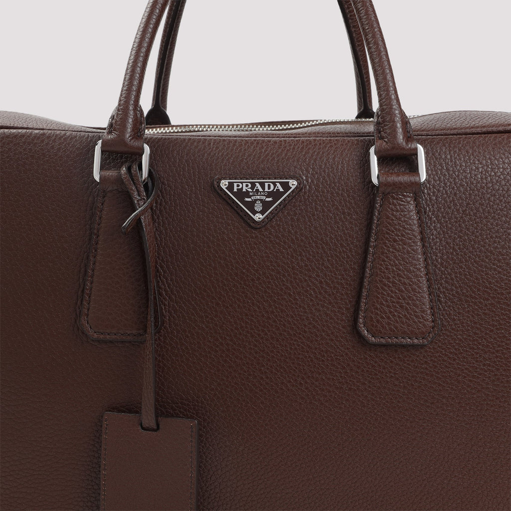 Prada Grained Leather Tote Bag Unisex