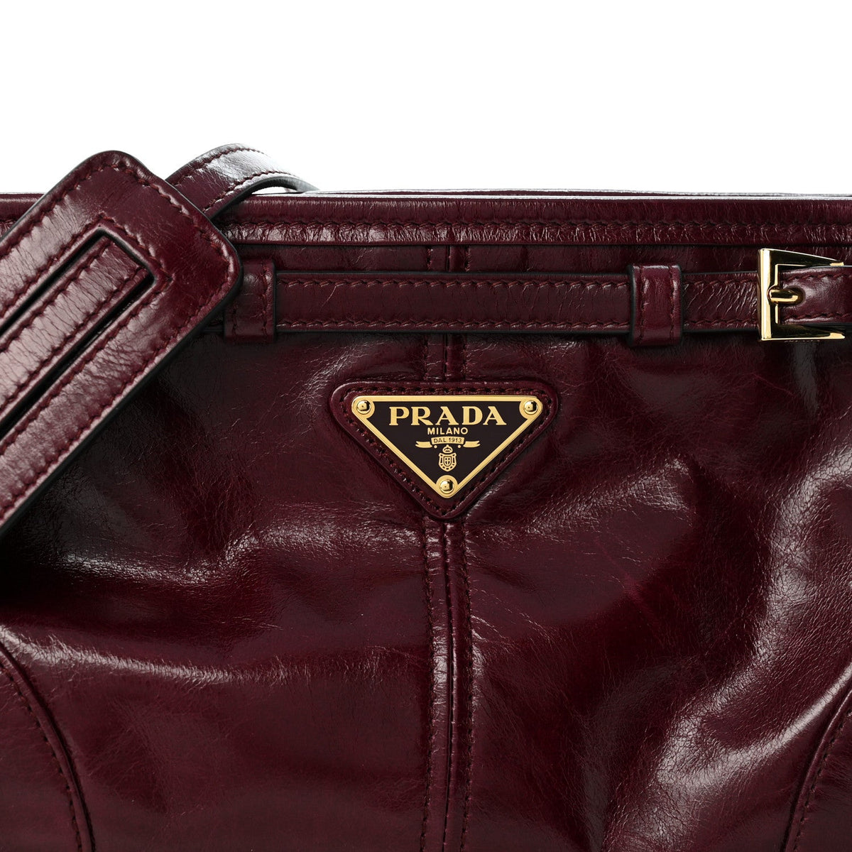 Glossy Calfskin Triangle Small Bonnie Shoulder Bag Bordeaux