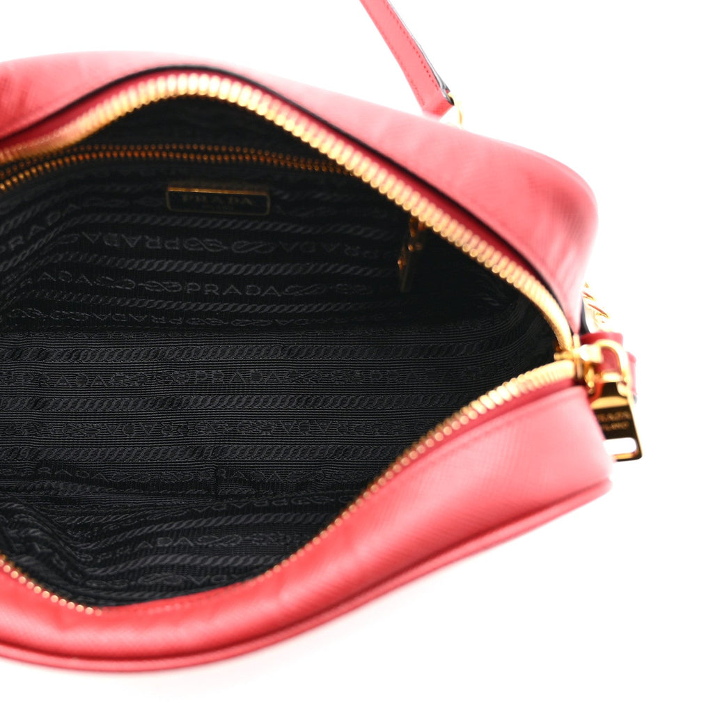 Saffiano Mini Camera Crossbody Bag Rosso