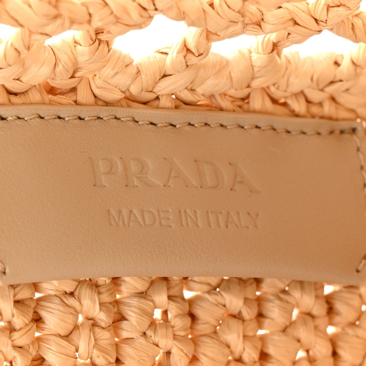 Yarn Raffia Effect Crochet Logo Embroidered Small Tote Bag Naturale