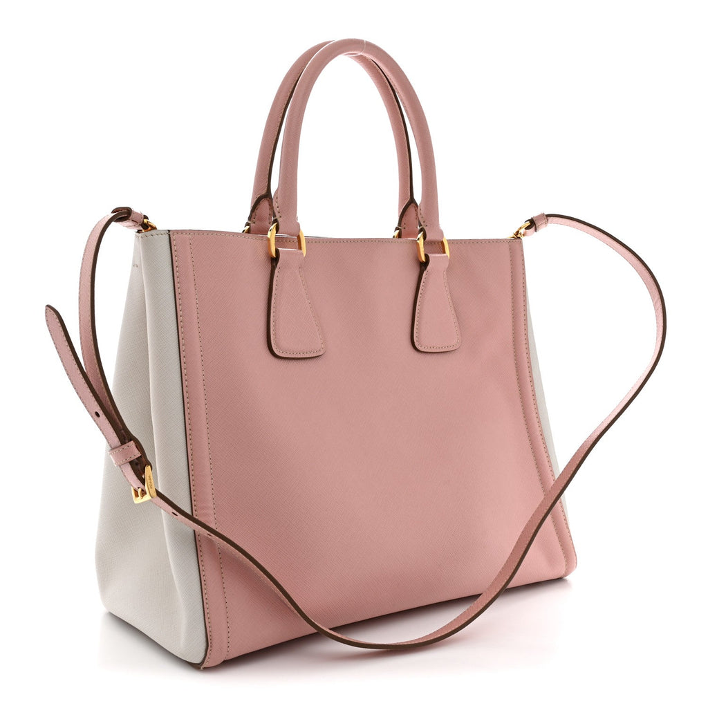 Saffiano Lux Medium Bi-Color Tote Orchidea Talco