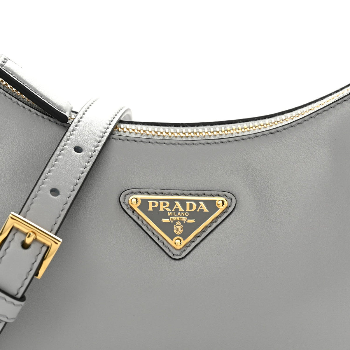 Soft Calfskin Arque Shoulder Bag Granito