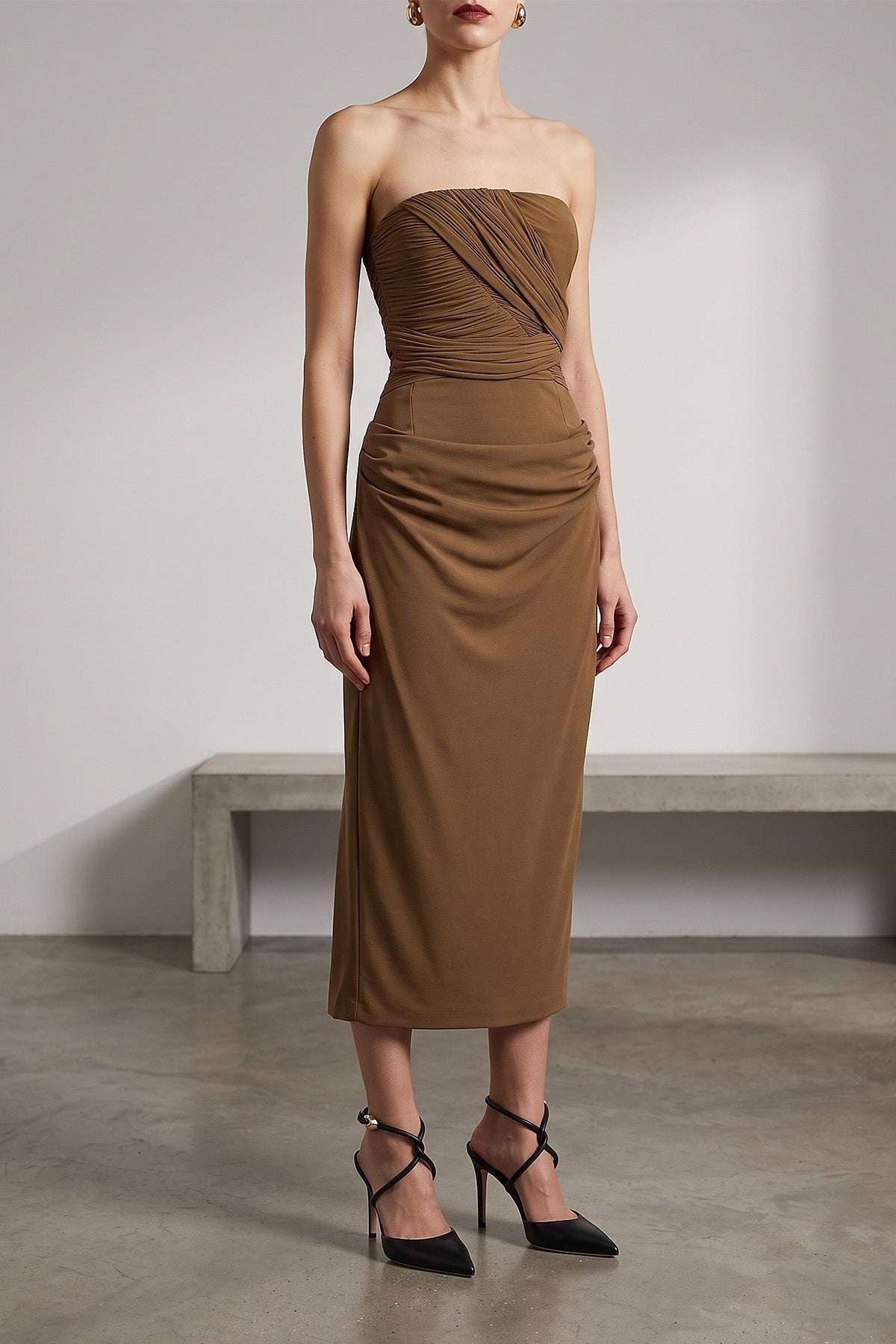 Magda Butrym Strapless Dress Draped Detail
