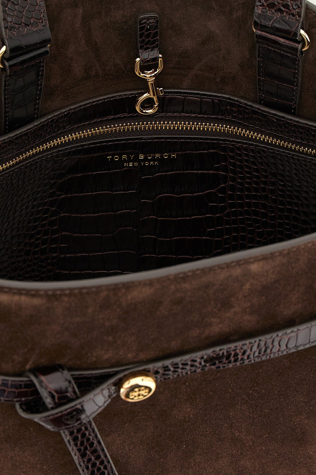Tory Burch Romy Suede Bauletto Bag with Knotted Belt Detail