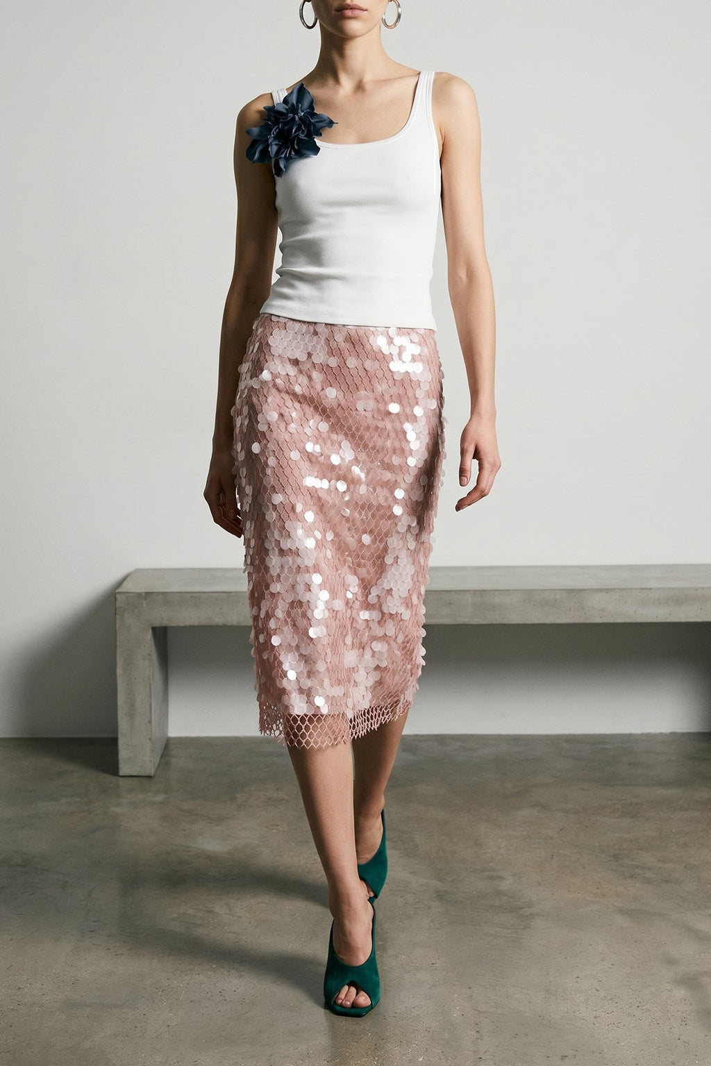 Maxi sequin skirt