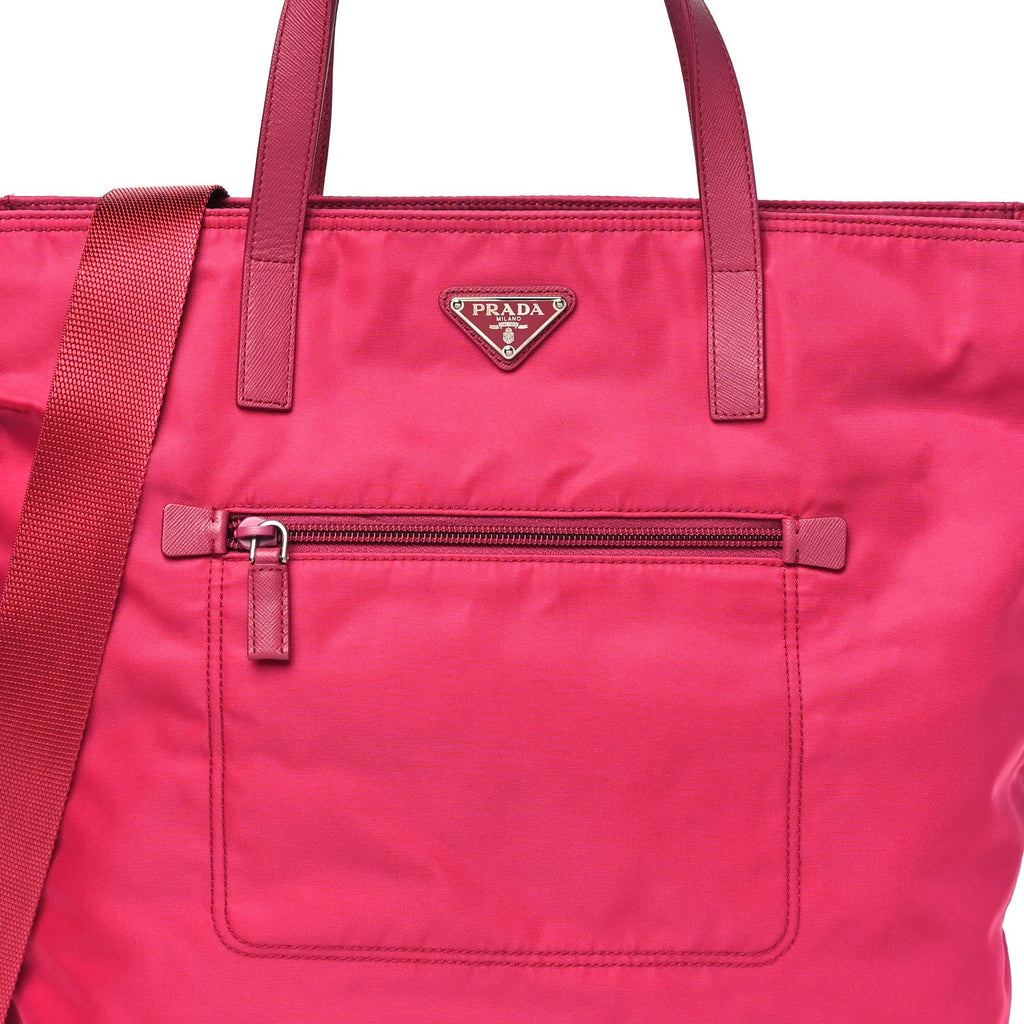 Tessuto Nylon Saffiano Pocket Tote Ibisco