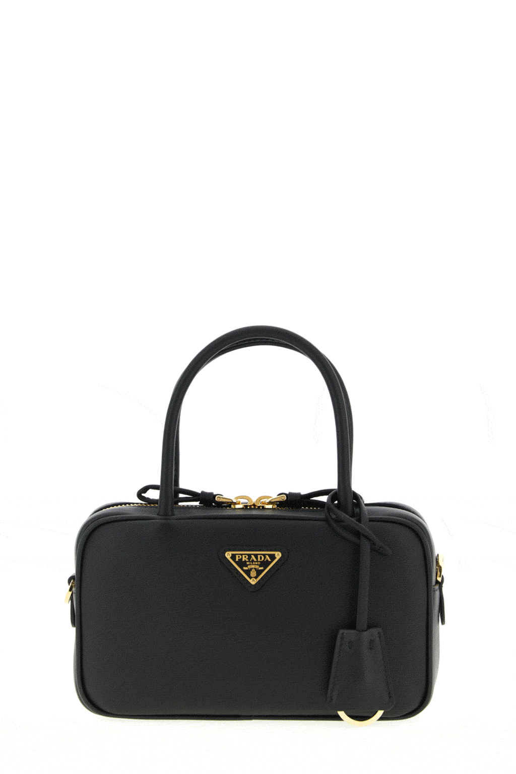 Prada Top Handle Bag With Enamel Triangle Logo