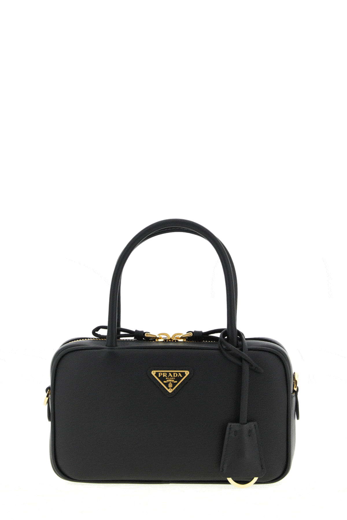 Prada Top Handle Bag With Enamel Triangle Logo