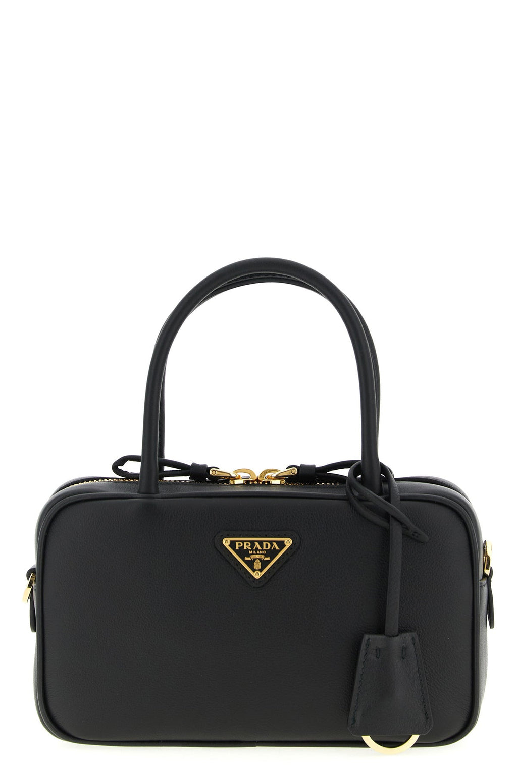 Prada Top Handle Bag With Enamel Triangle Logo