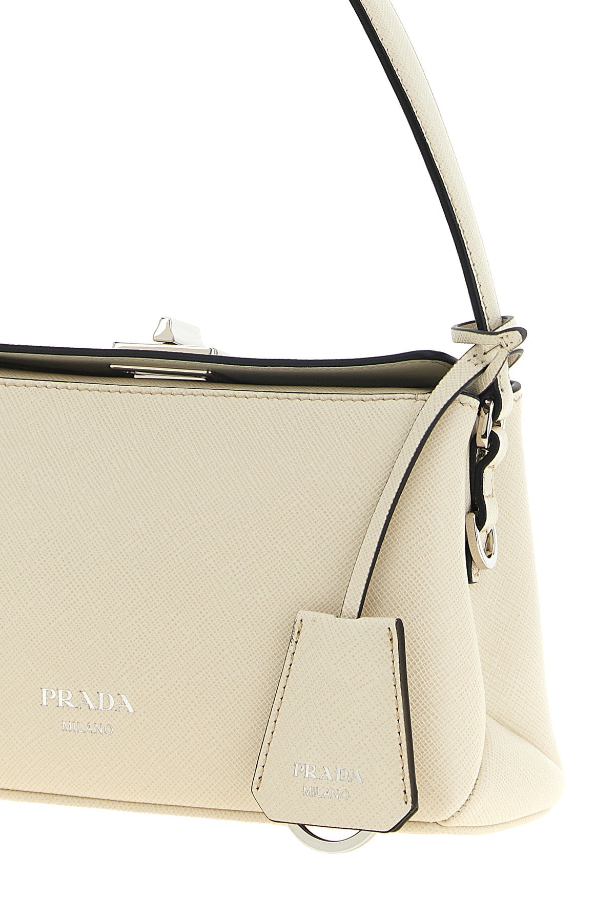 Prada Midi Top-Handle Bag in White