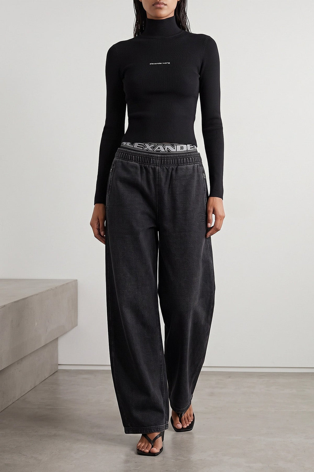 Alexander Wang Turtleneck Top with Ribbed Texture