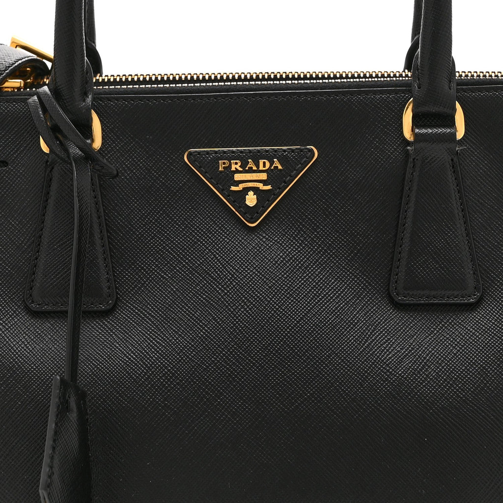 Saffiano Small Galleria Double Zip Tote Black