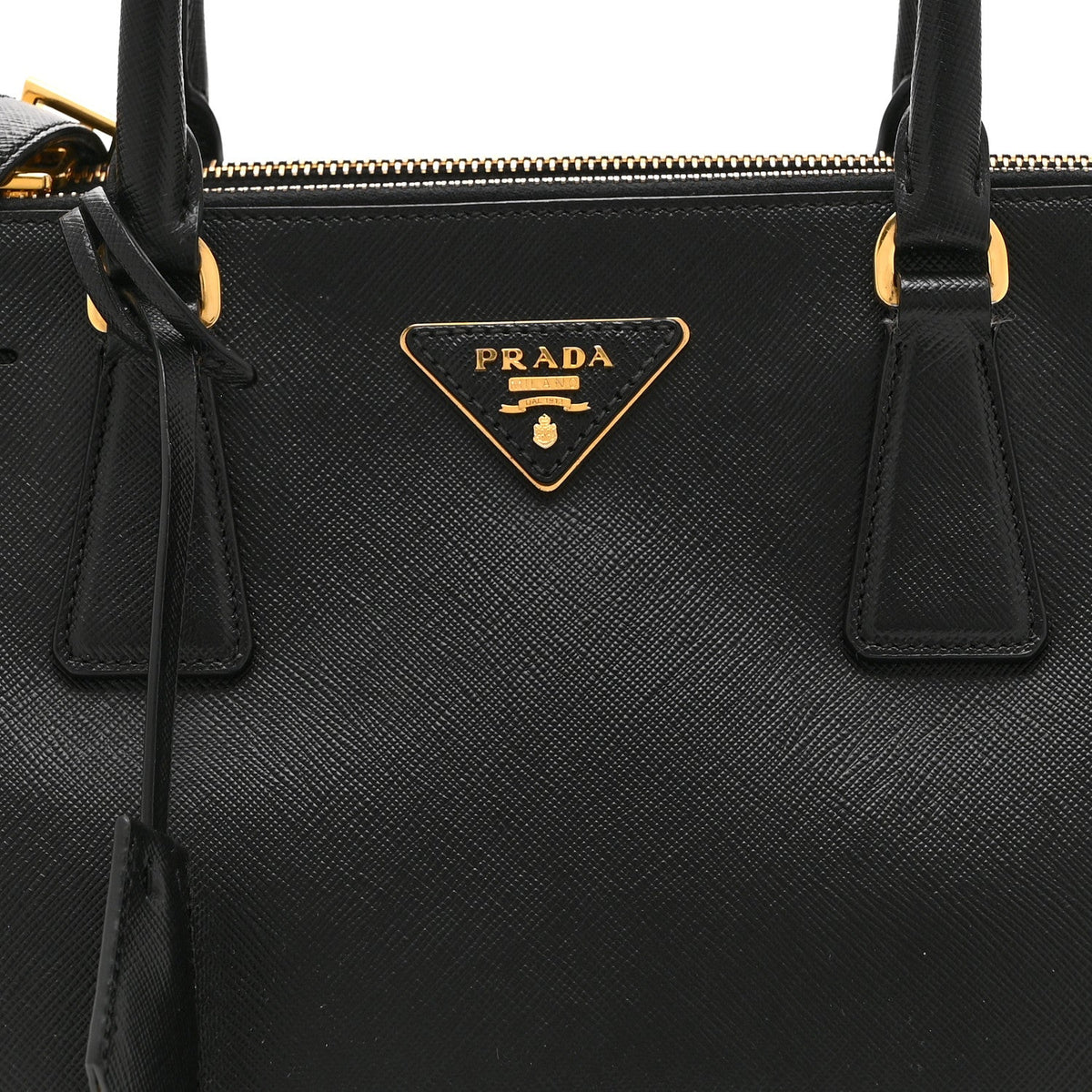 Saffiano Small Galleria Double Zip Tote Black