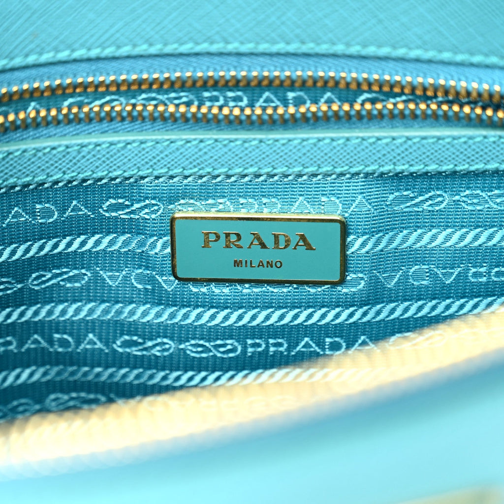 Saffiano Lux Small Galleria Double Zip Tote Turchese