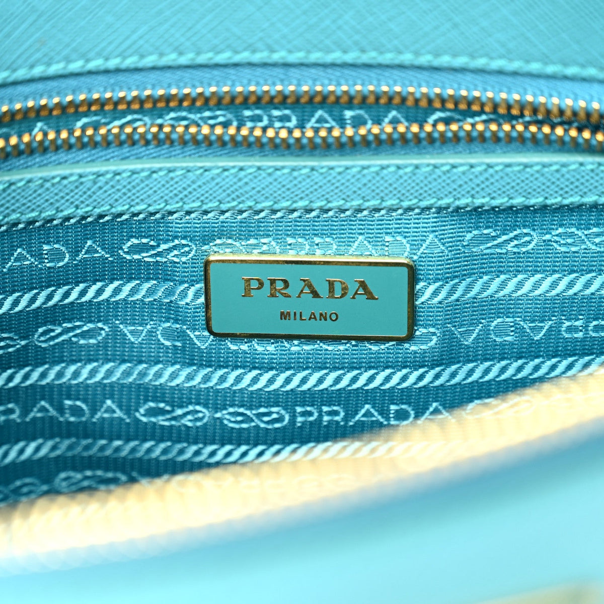Saffiano Lux Small Galleria Double Zip Tote Turchese