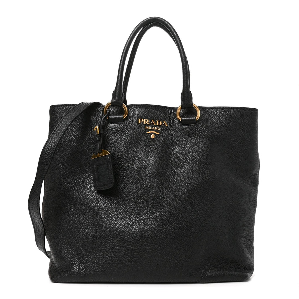 Vitello Daino Shopping Tote Black