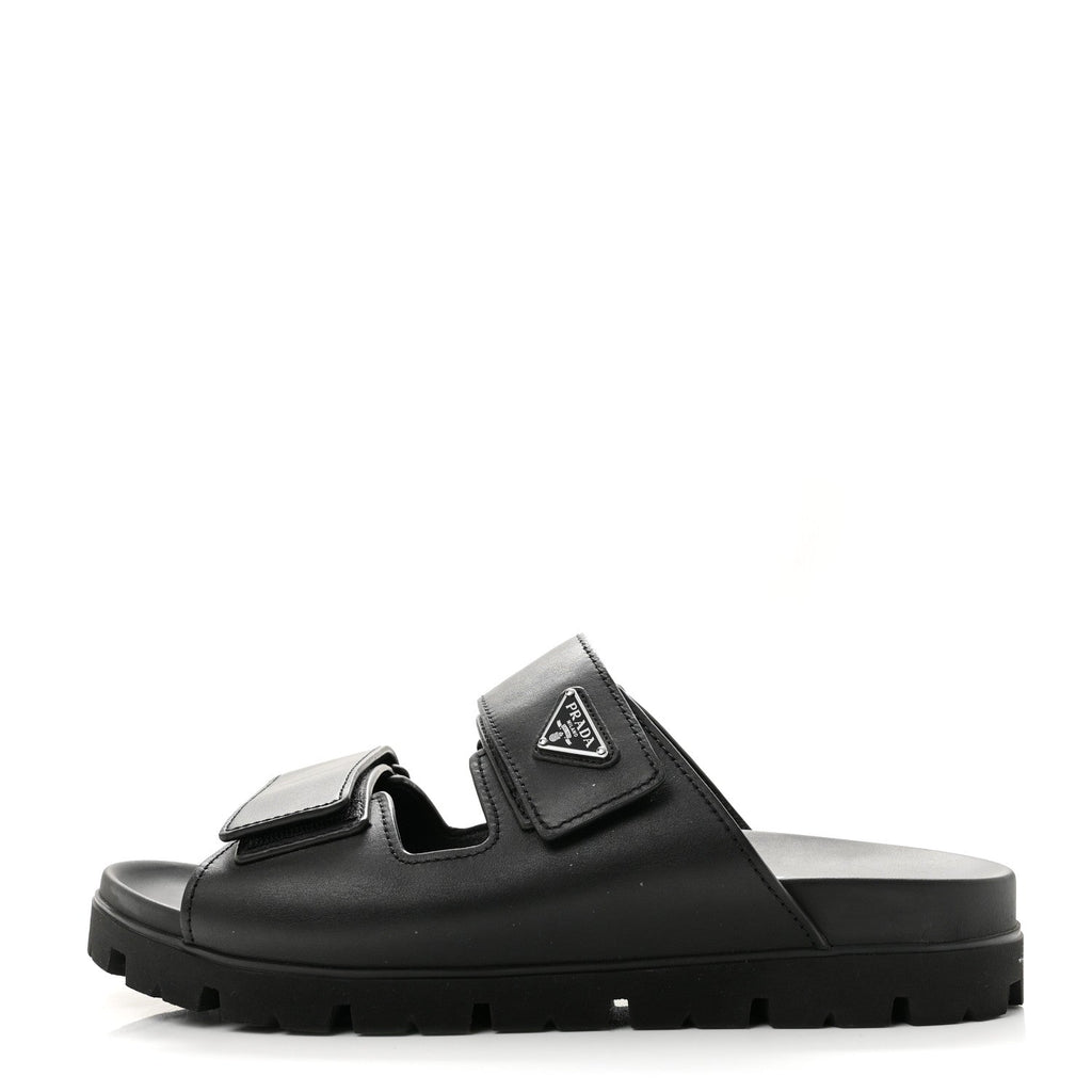 Vitello Sport Triangle Logo Mens Strap Sandals 11 Black