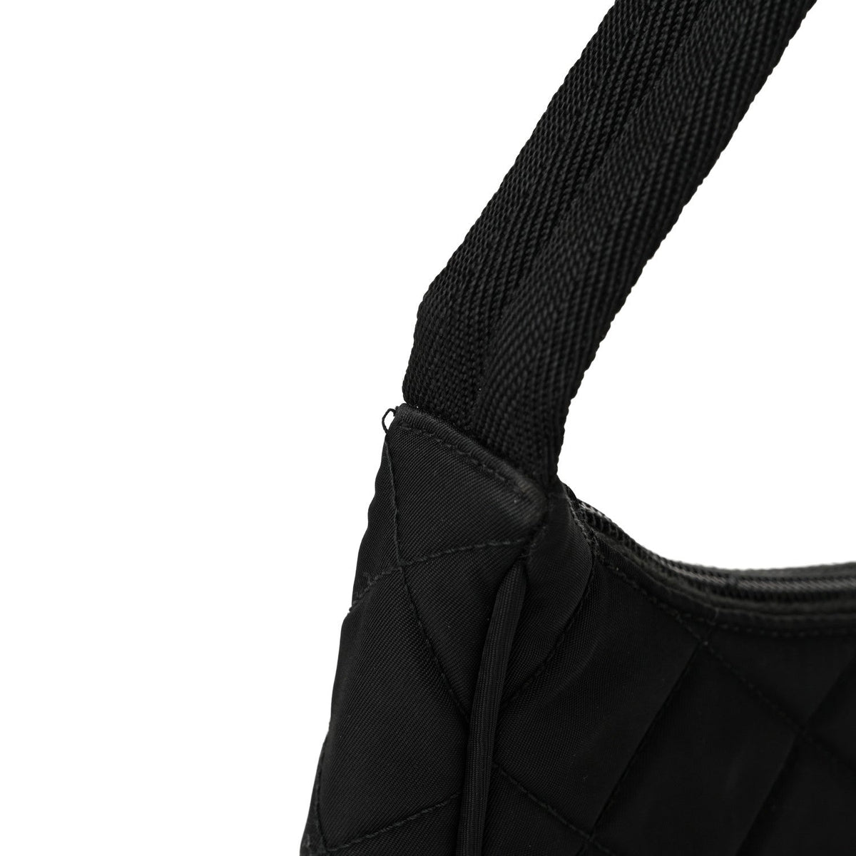 Tessuto Nylon Stitched Shoulder Bag Black