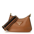 Vitello Daino Soft Zippered Hobo Shoulder Bag Caramel