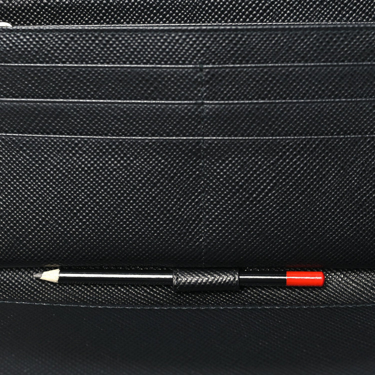Saffiano Metal Large Zip Around Travel Wallet Black
