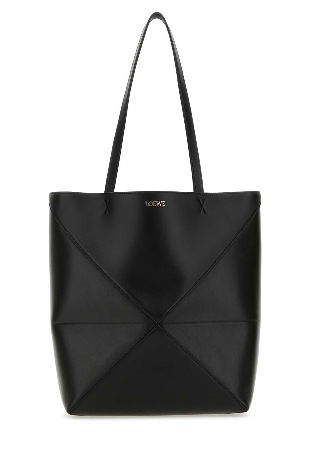 Loewe Women Black Leather Medium Puzzle Fold Shopping Bag