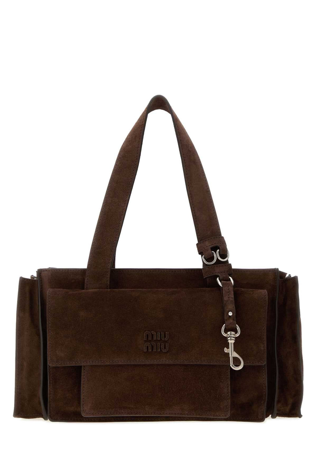 Miu Miu Women Dark Brown Suede Utilitaire Shopping Bag