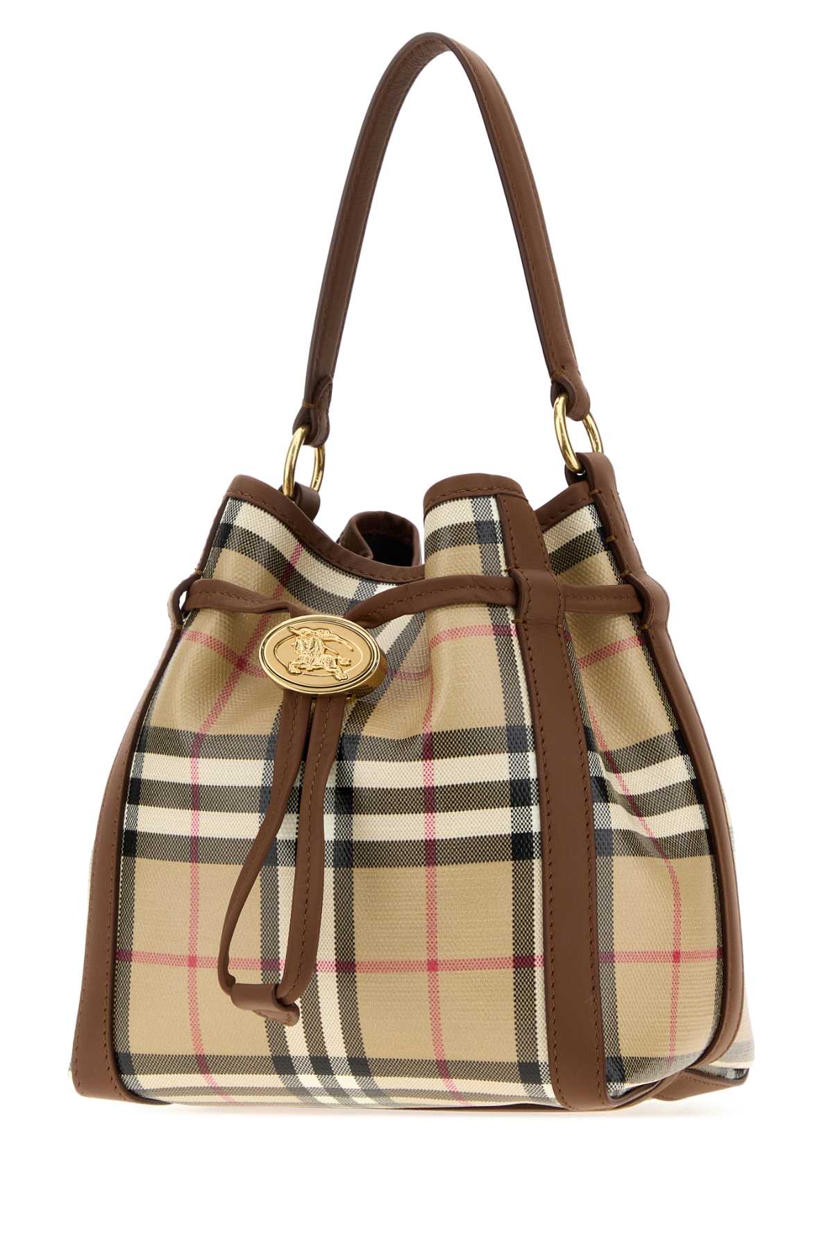 Burberry Women Coated Canvas Mini Check Bucket Bag
