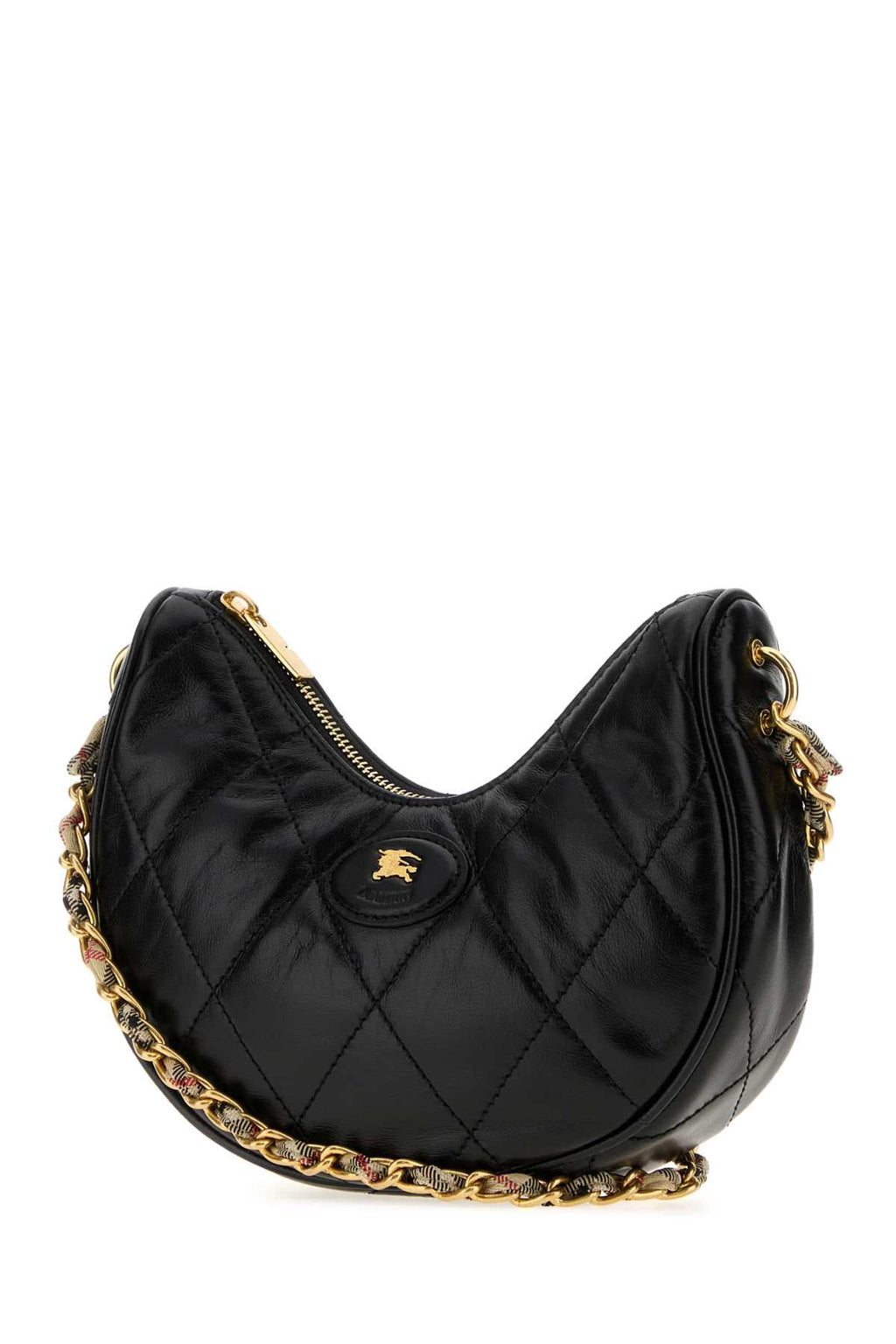 Burberry Women Black Leather Horseshoe Shoulder Bag