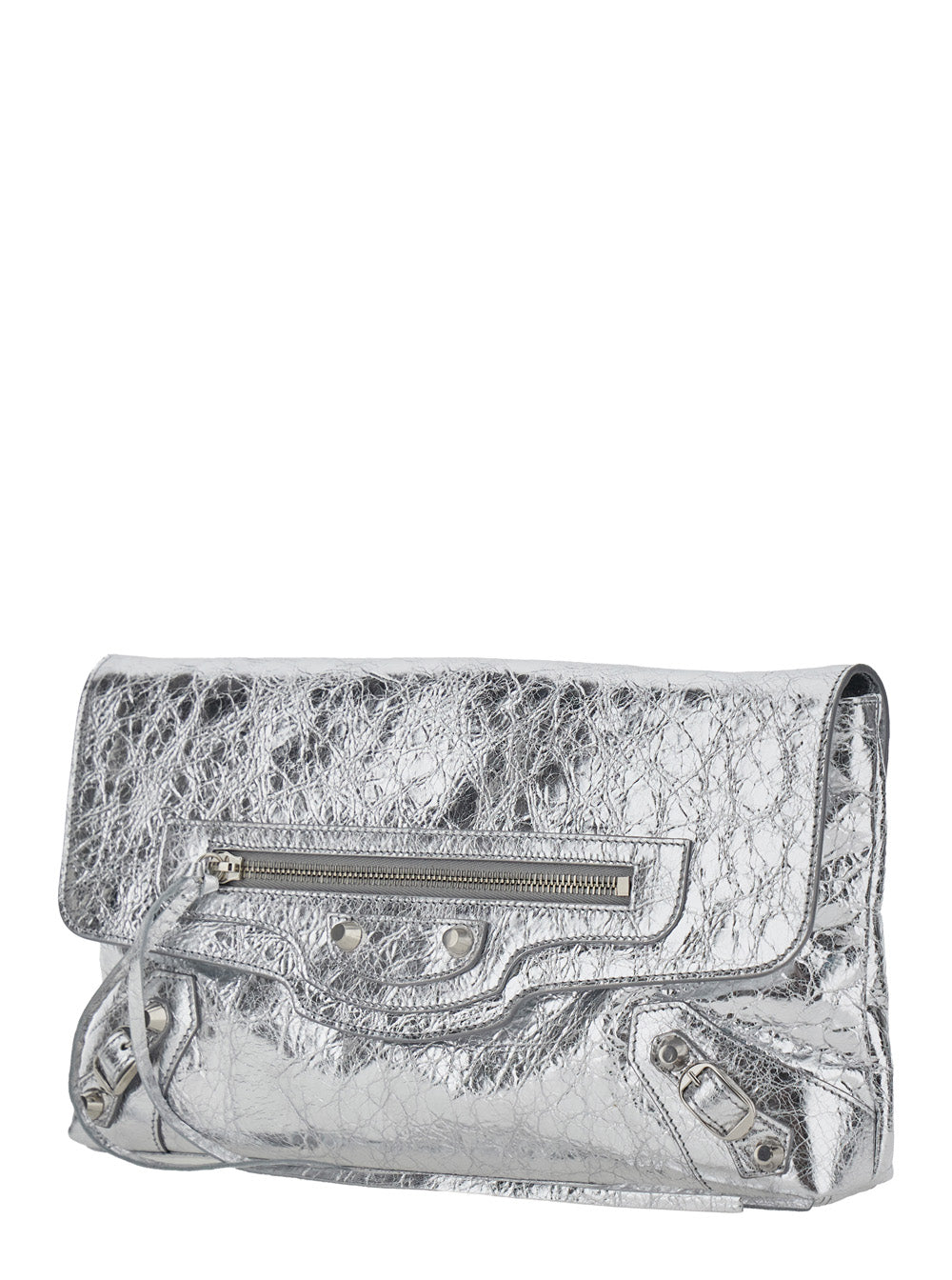 Balenciaga Women Le City Clutch Metallized Arena Lamb