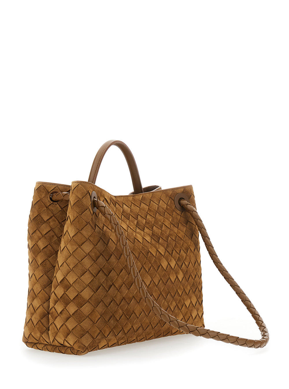 Bottega Veneta Women Andiamo Intreccuato 15 Glove Suede Cachmere