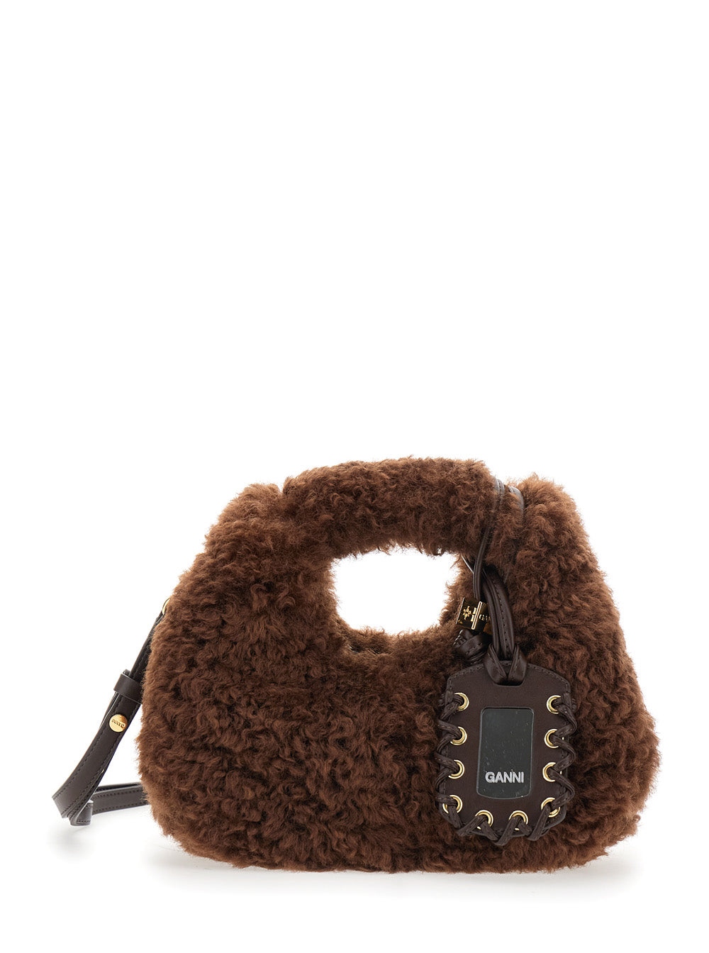 Ganni Women Handbag With Brown Fur Details For Women