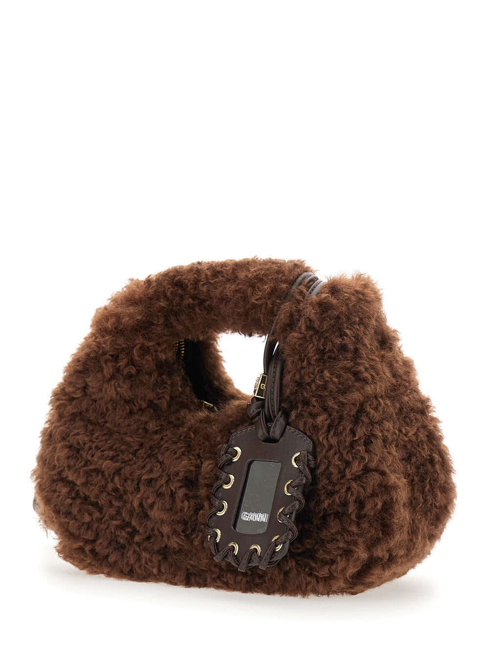 Ganni Women Handbag With Brown Fur Details For Women