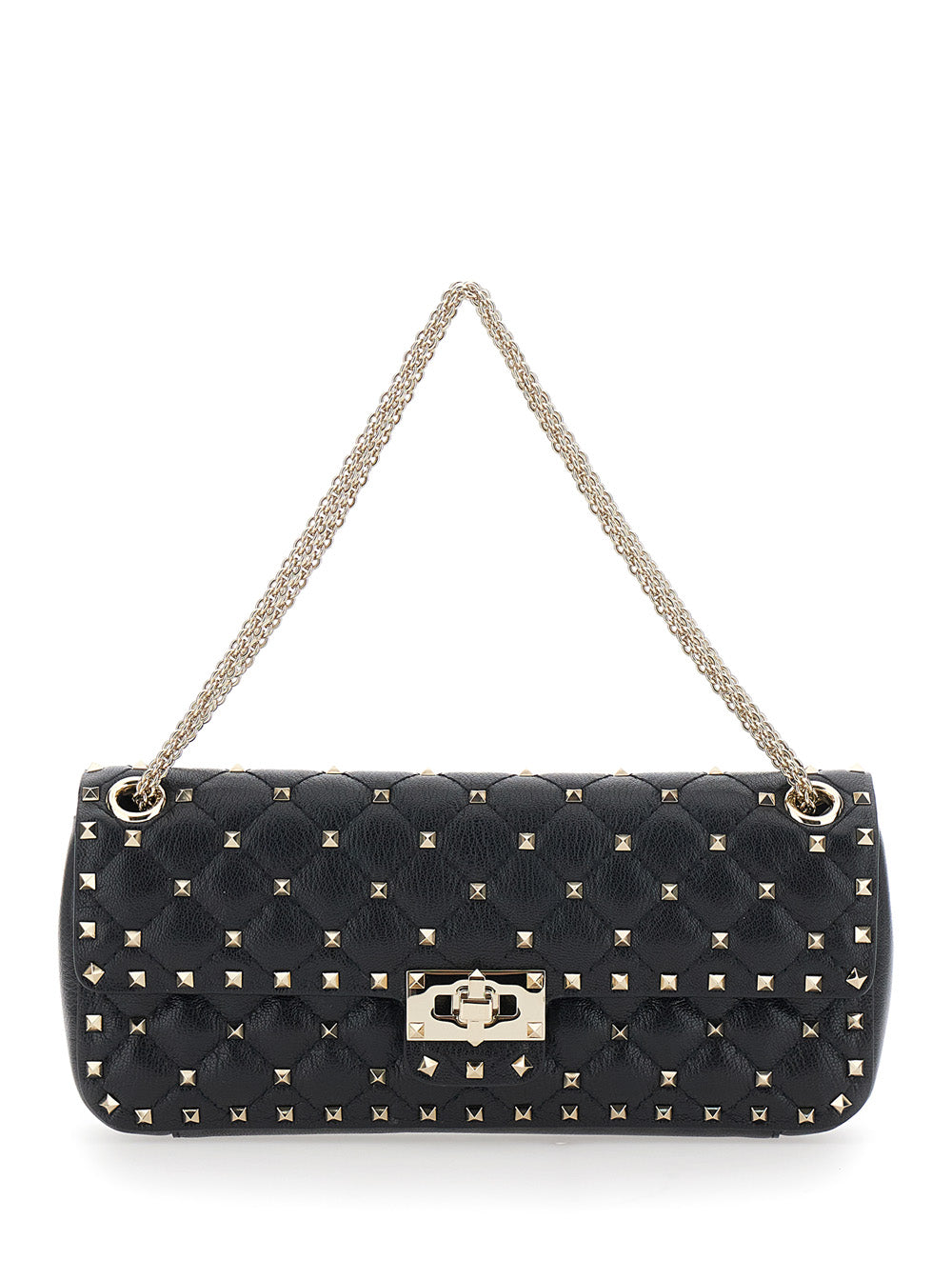 Valentino Garavani Women Small Shoulder Bag | Rockstud Spike | Capretto Lucido Soft/Platinum Studs