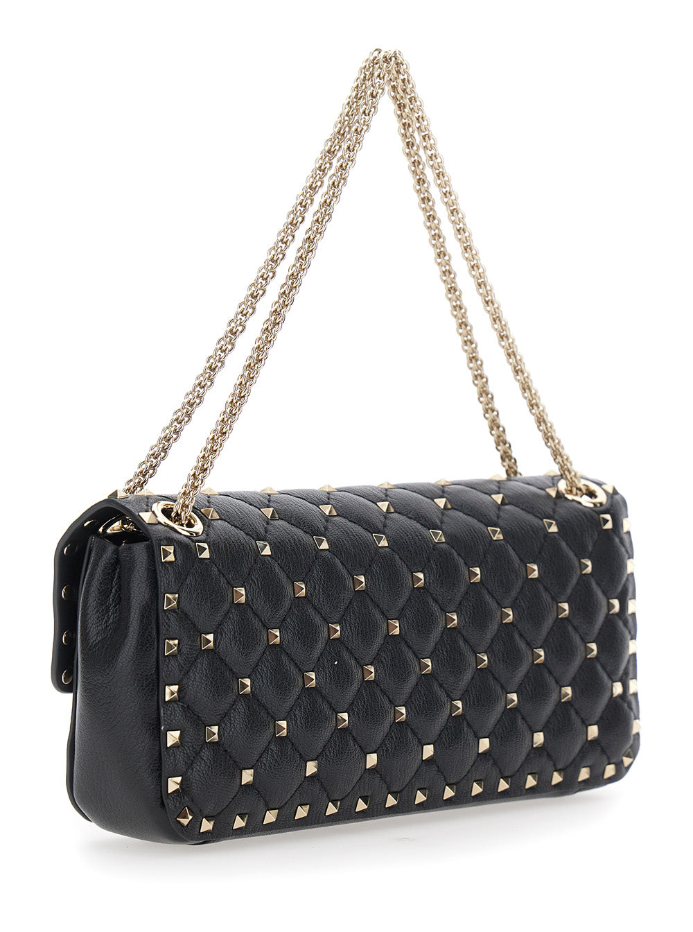 Valentino Garavani Women Small Shoulder Bag | Rockstud Spike | Capretto Lucido Soft/Platinum Studs