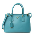Saffiano Lux Small Galleria Double Zip Tote Turchese