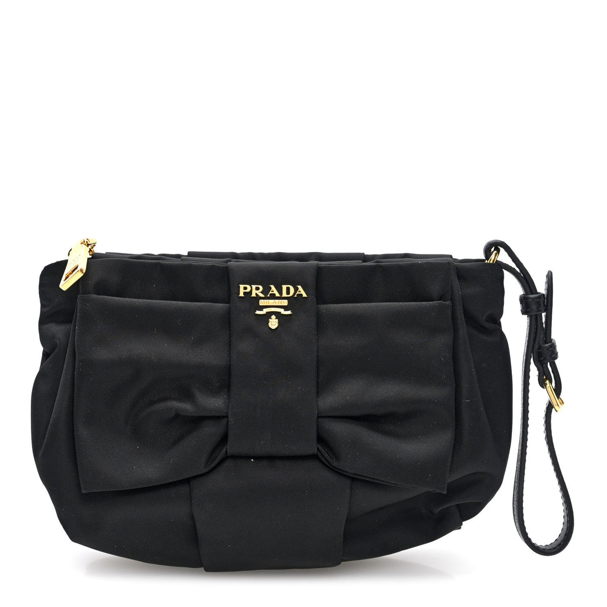 Tessuto Nylon Bow Wristlet Black