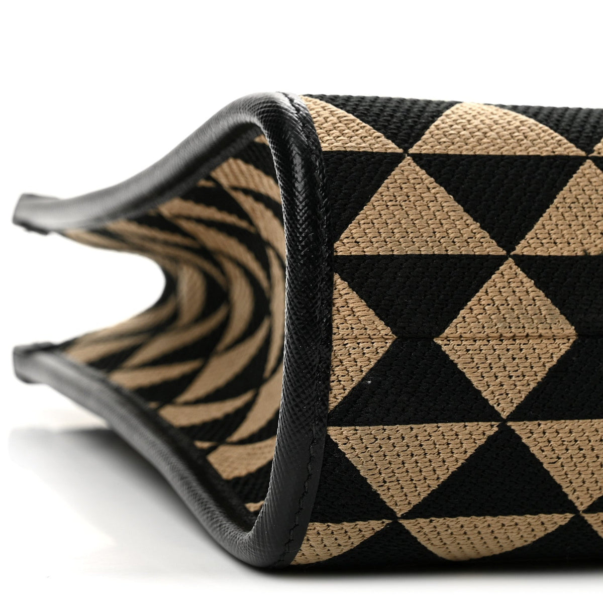 Jacquard Saffiano Triangolo Symbole Embroidered Small Tote Black Corda