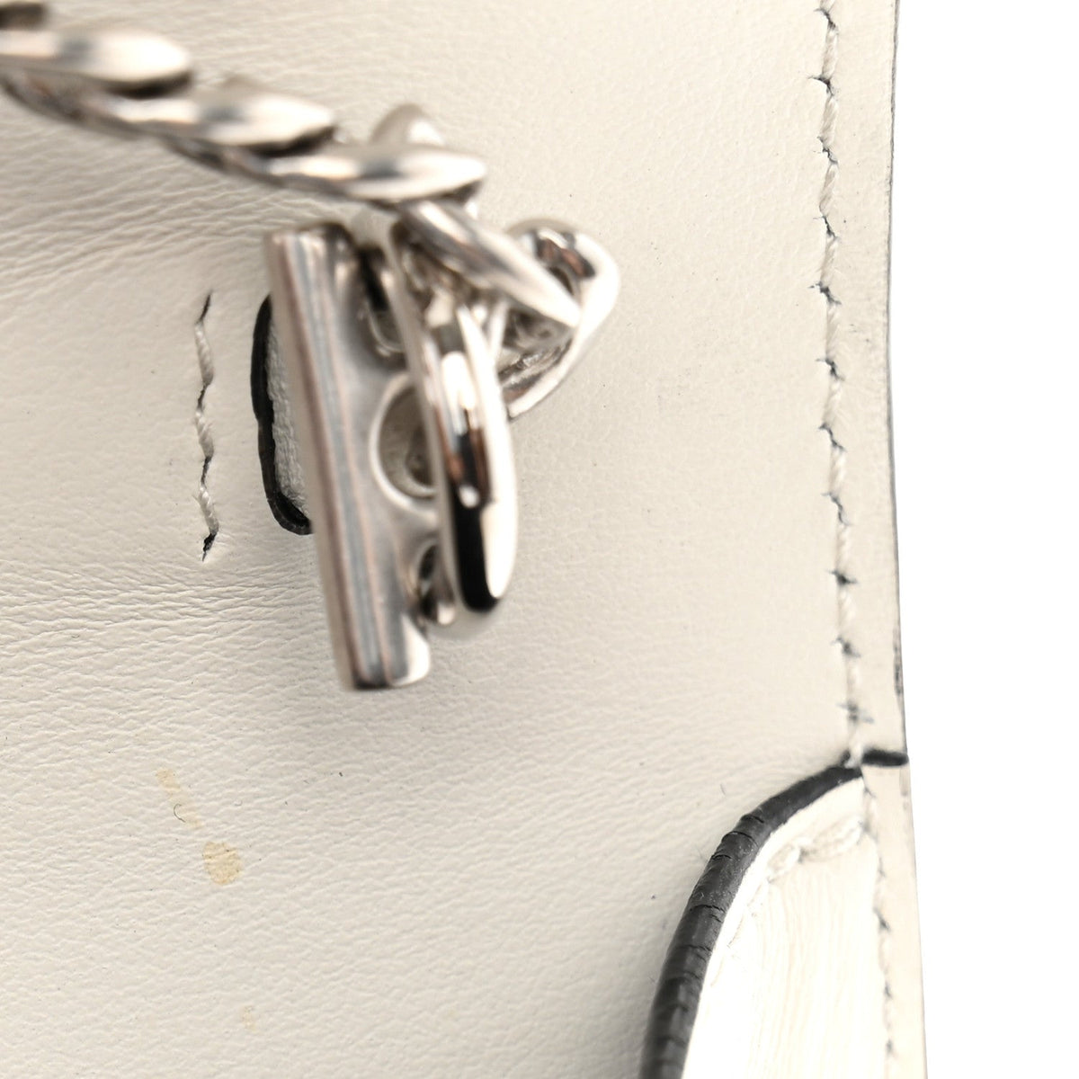 City Calfskin Saffiano Studded Elektra Clutch With Chain White