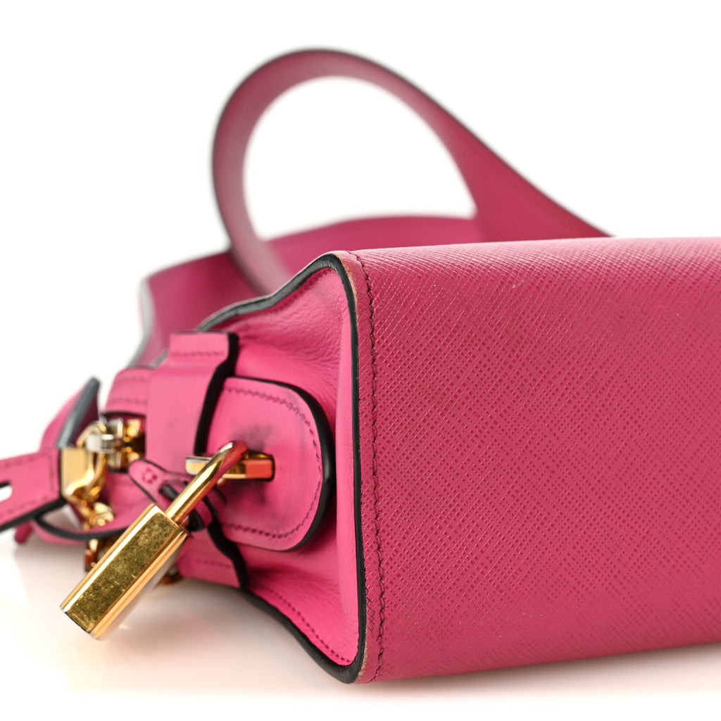 Saffiano City Calfskin Bandoliera Bag Fuxia